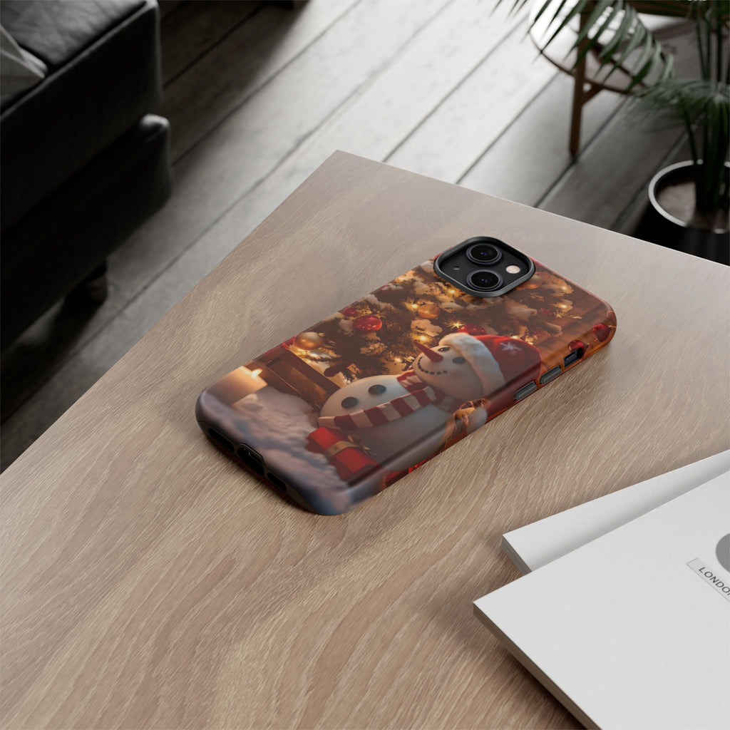 Festive Snowman Christmas Tree, Holiday Phone Case
