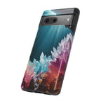 Faisceau lumineux coloré de la grotte de cristal, étui de téléphone