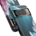 Faisceau lumineux coloré de la grotte de cristal, étui de téléphone