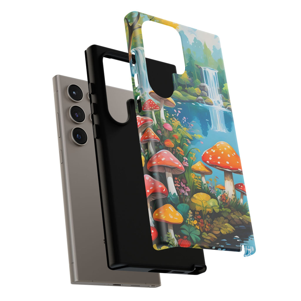 Mushroom Phone Case with Vibrant Nature Scene