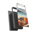 Vue d'un pique-nique sur une plage tropicale, étui pour téléphone