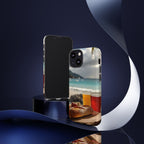 Vue d'un pique-nique sur une plage tropicale, étui pour téléphone