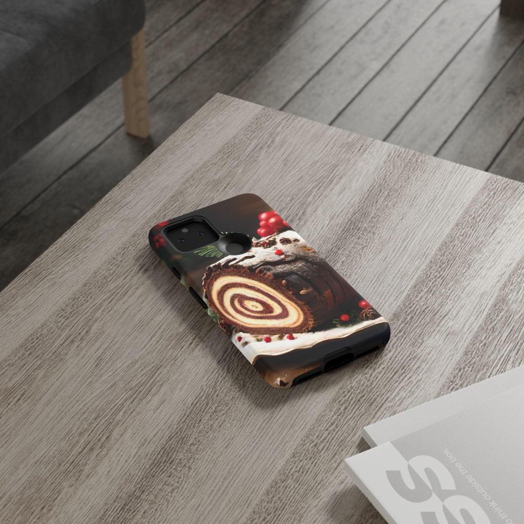 Festive Phone Case with Yule Log Design