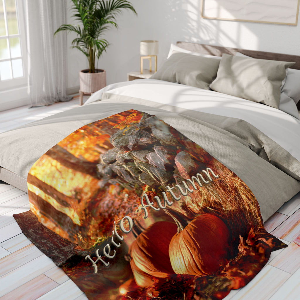 Couverture douillette avec motif citrouille d'automne