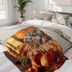 Couverture douillette avec motif citrouille d'automne