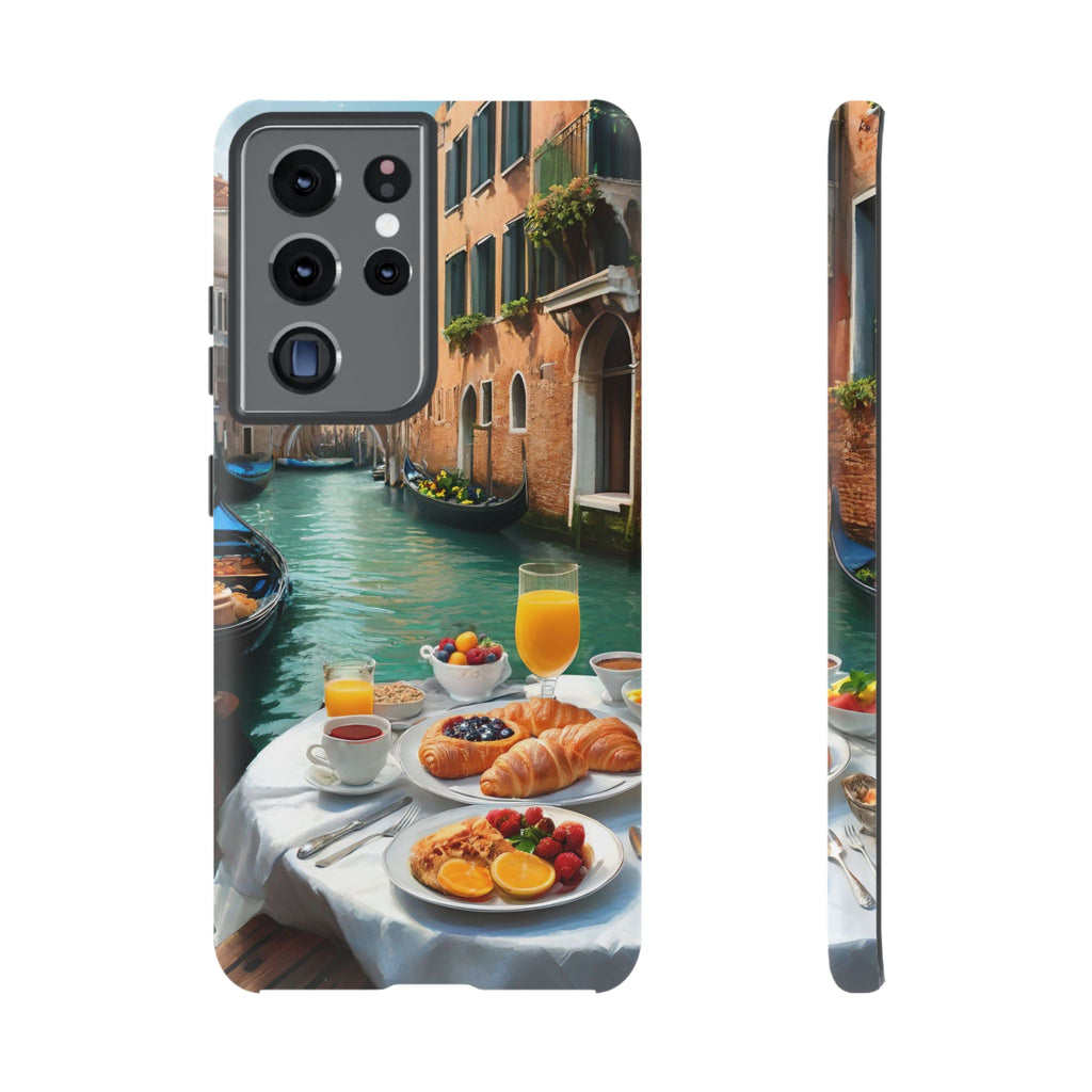 Scène de petit-déjeuner à Venise, étui de téléphone