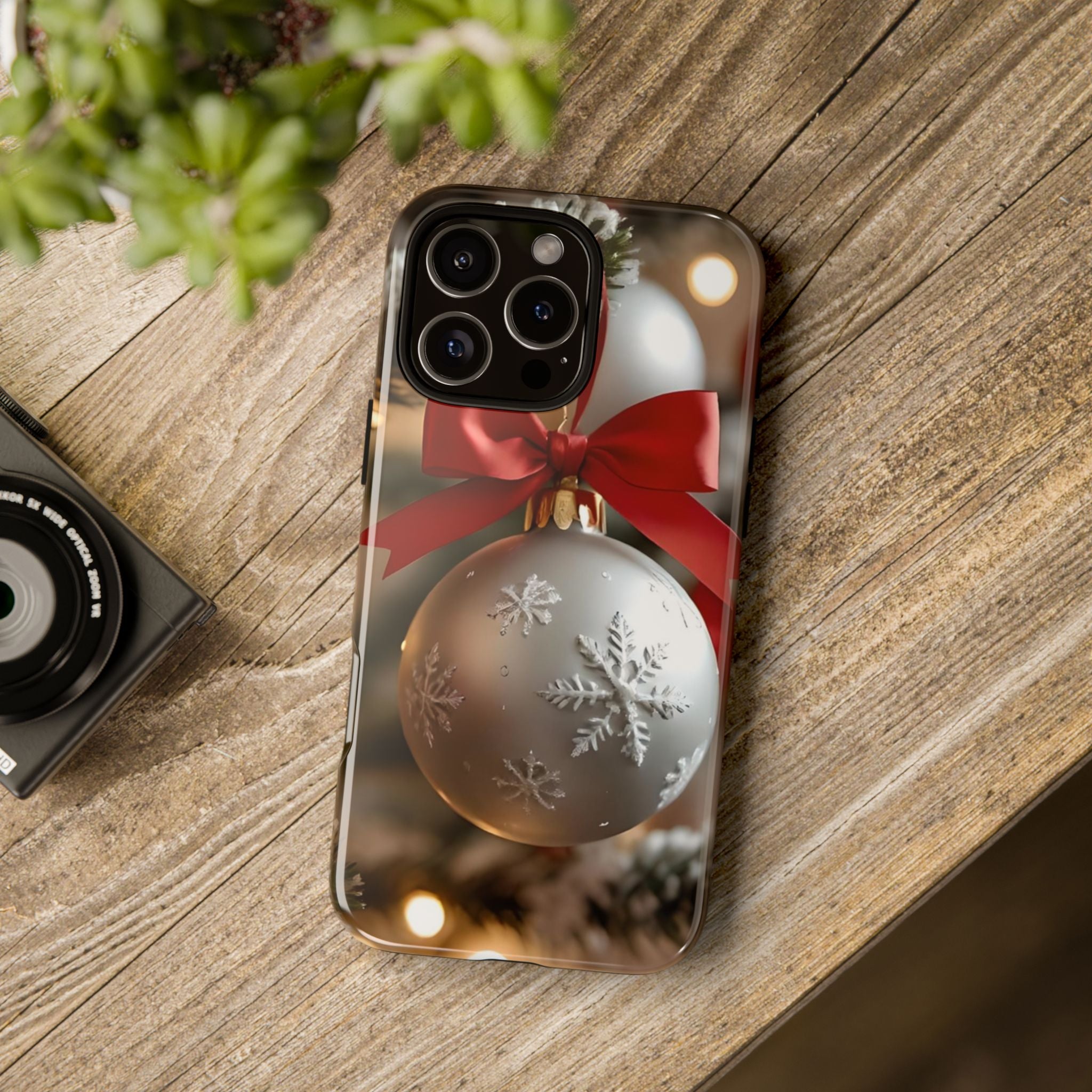 Christmas Phone Case with Seasonal Ornament Design