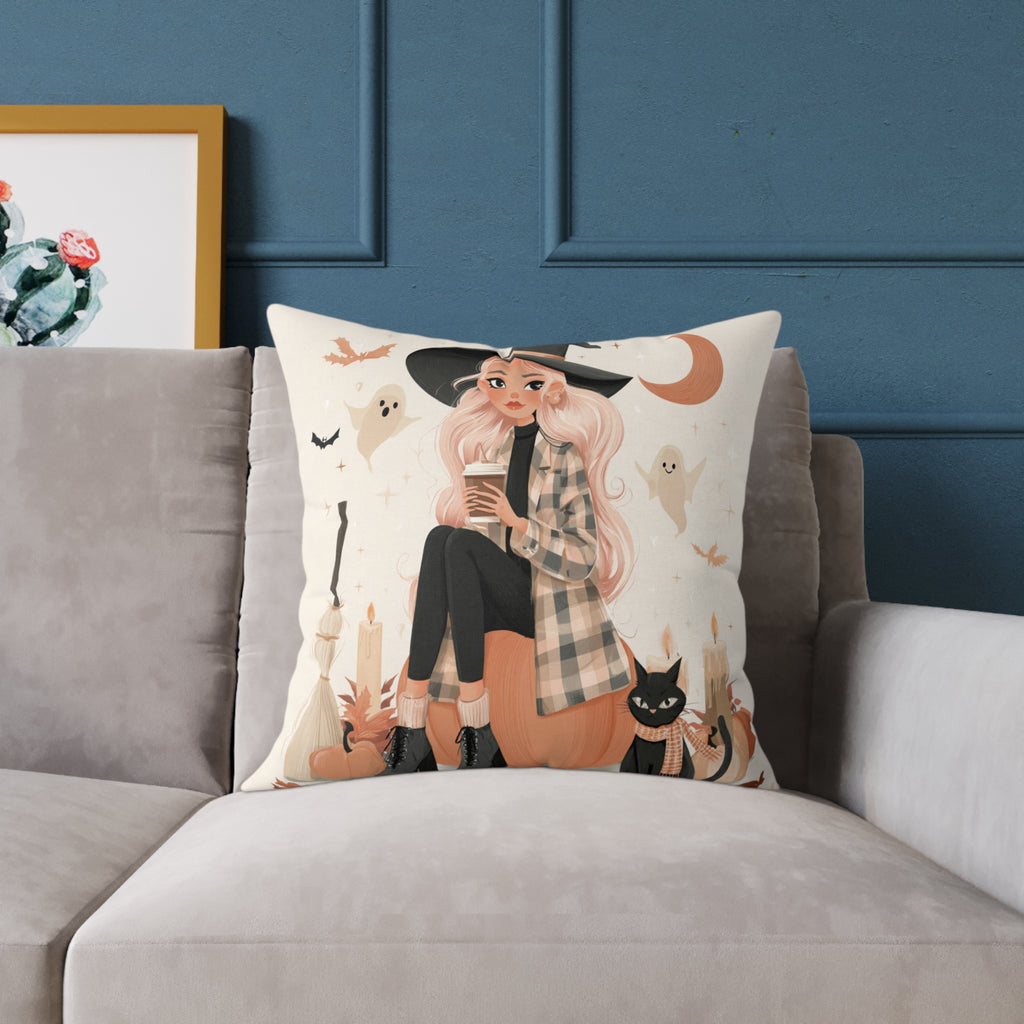 Cozy Witch Fall Design, Decorative Pillow