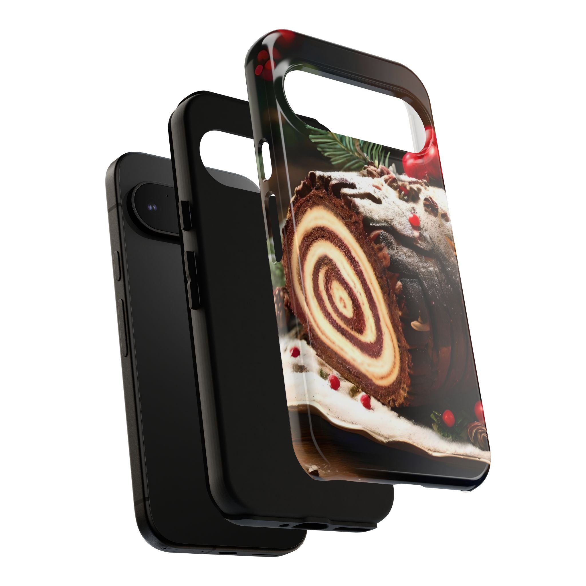 Festive Phone Case with Yule Log Design