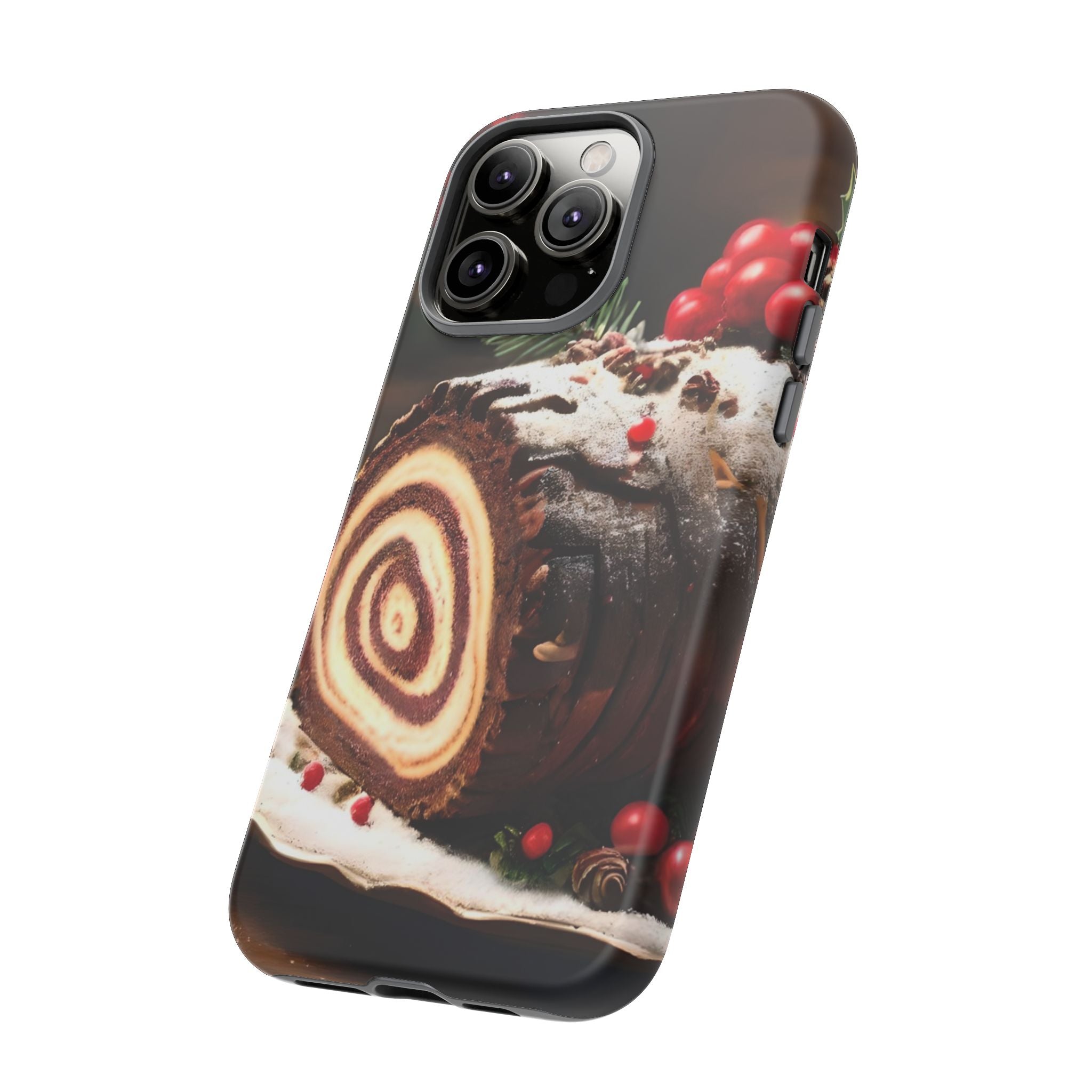 Festive Phone Case with Yule Log Design