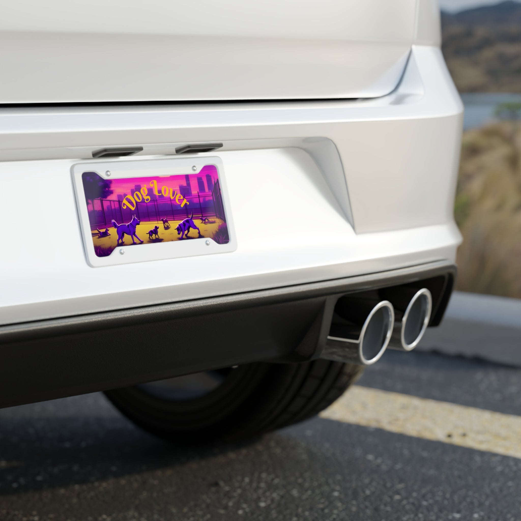 Dog Lover Sunset Scene, Car License Plate