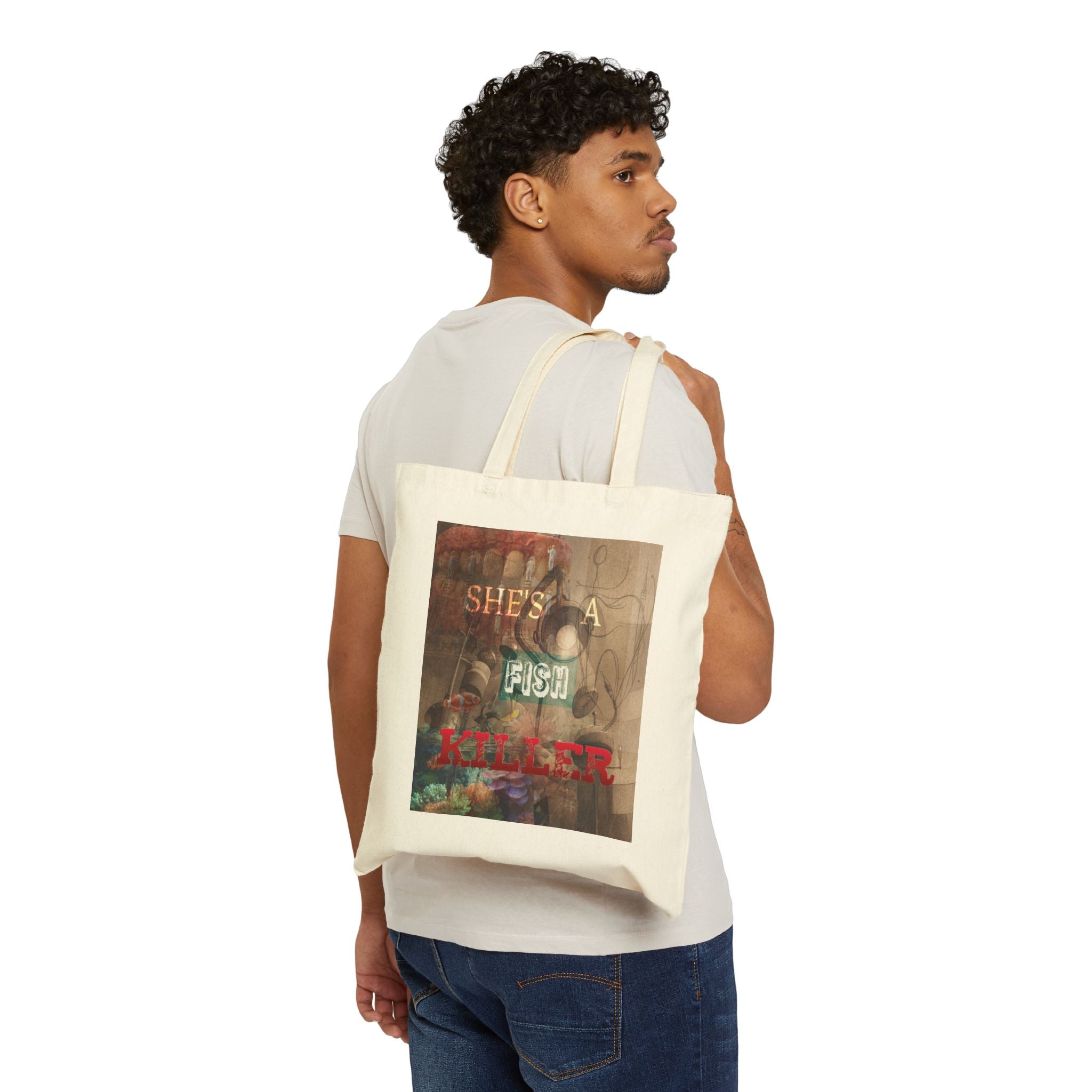 "She’s a Fish Killer" Design, Tote Bag