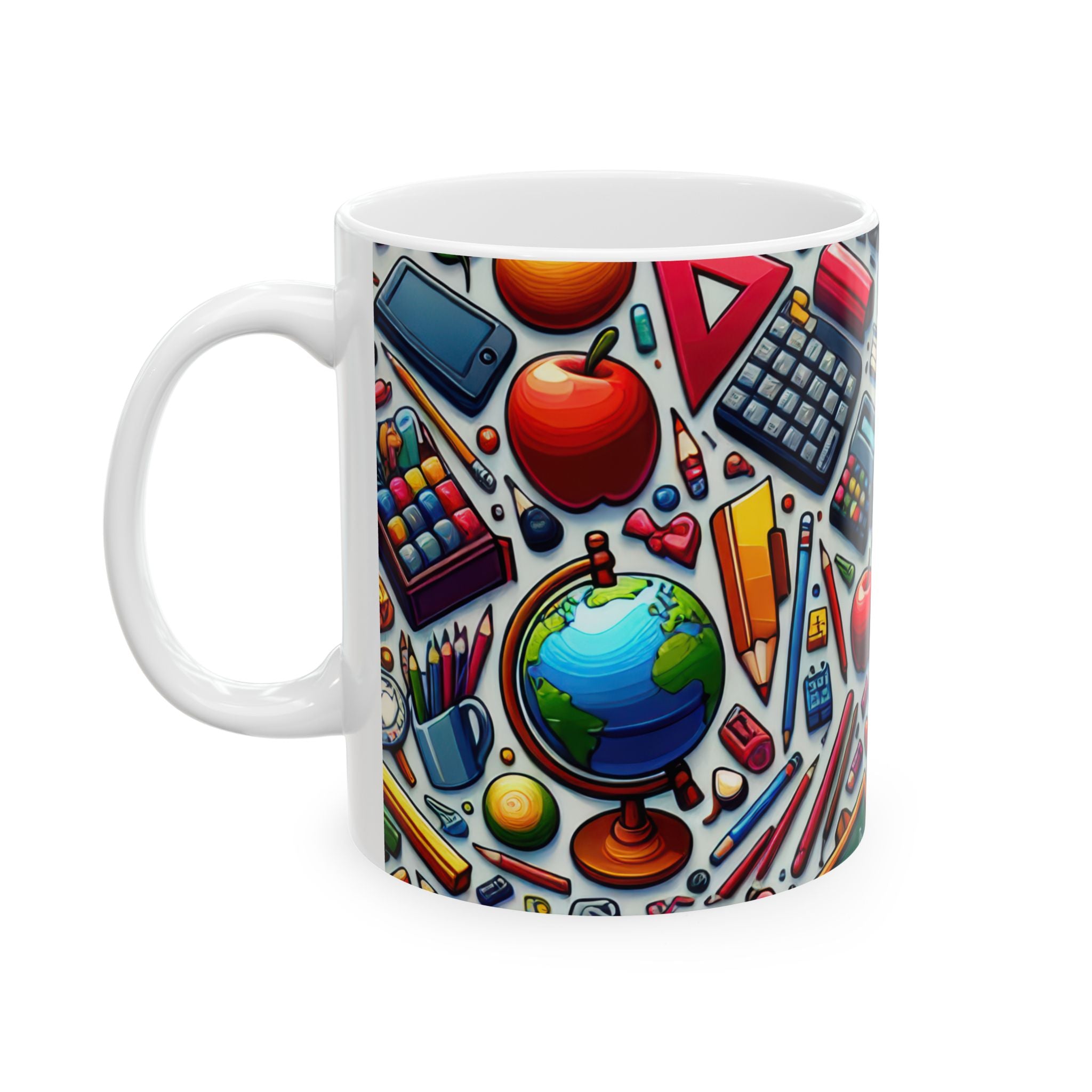 Colorful School Essentials Pattern, Ceramic Coffee Mug