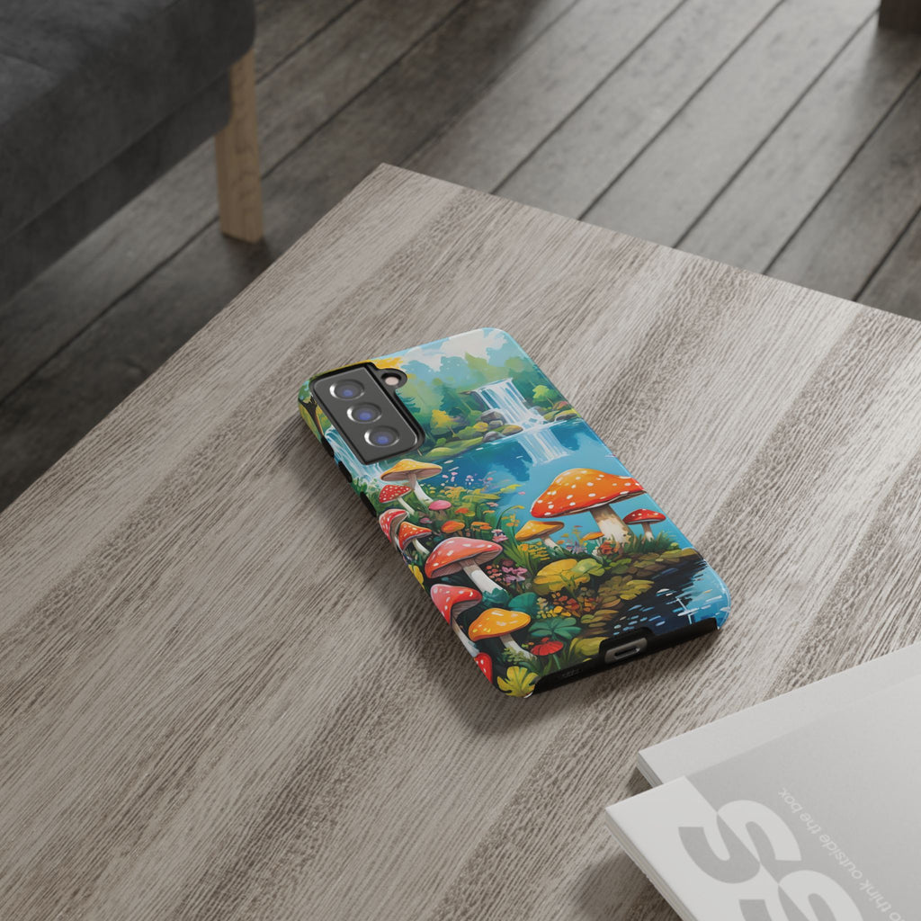 Mushroom Phone Case with Vibrant Nature Scene