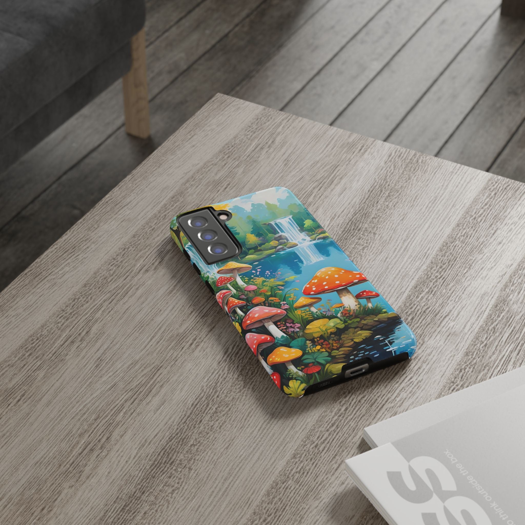 Mushroom Phone Case with Vibrant Nature Scene