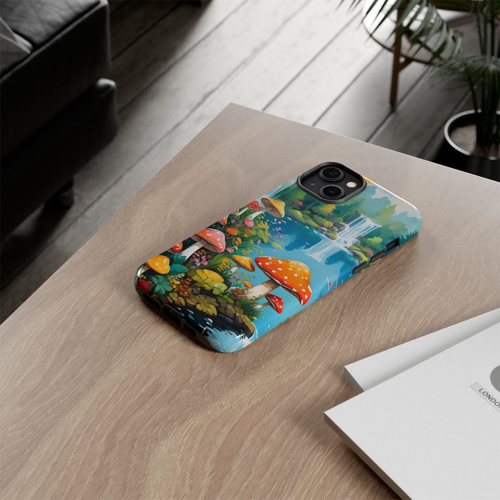 Mushroom Phone Case with Vibrant Nature Scene