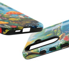 Coque de téléphone champignon avec scène de nature vibrante