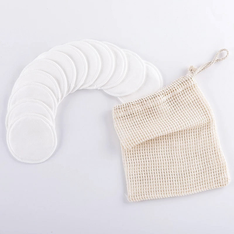 10 Reusable Organic Bamboo Cotton Facial Pads - Zero Waste Plastic