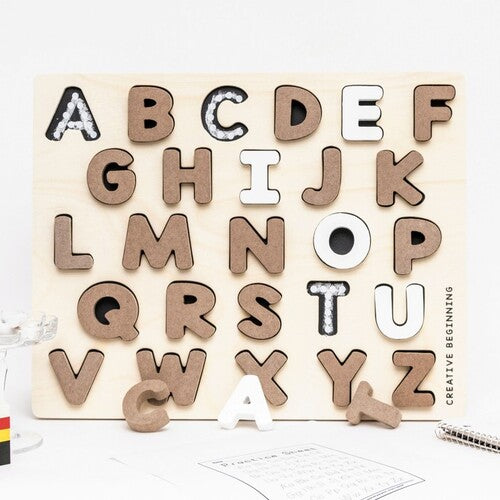 ALPHABETICAL PUZZLE - CHALKBOARD BASE WITH TRACERS -  Educational Alphabet Tracing Board | Sensory Learning Tool for Autism | Handwriting Practice Board