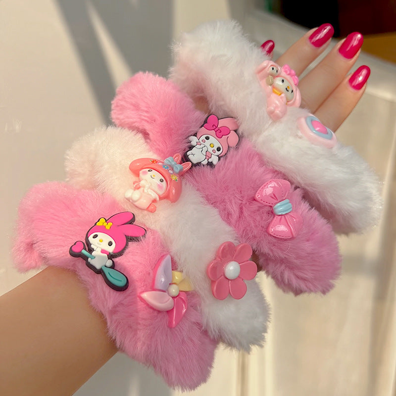Cute Princess Pink Plush Hair Tie