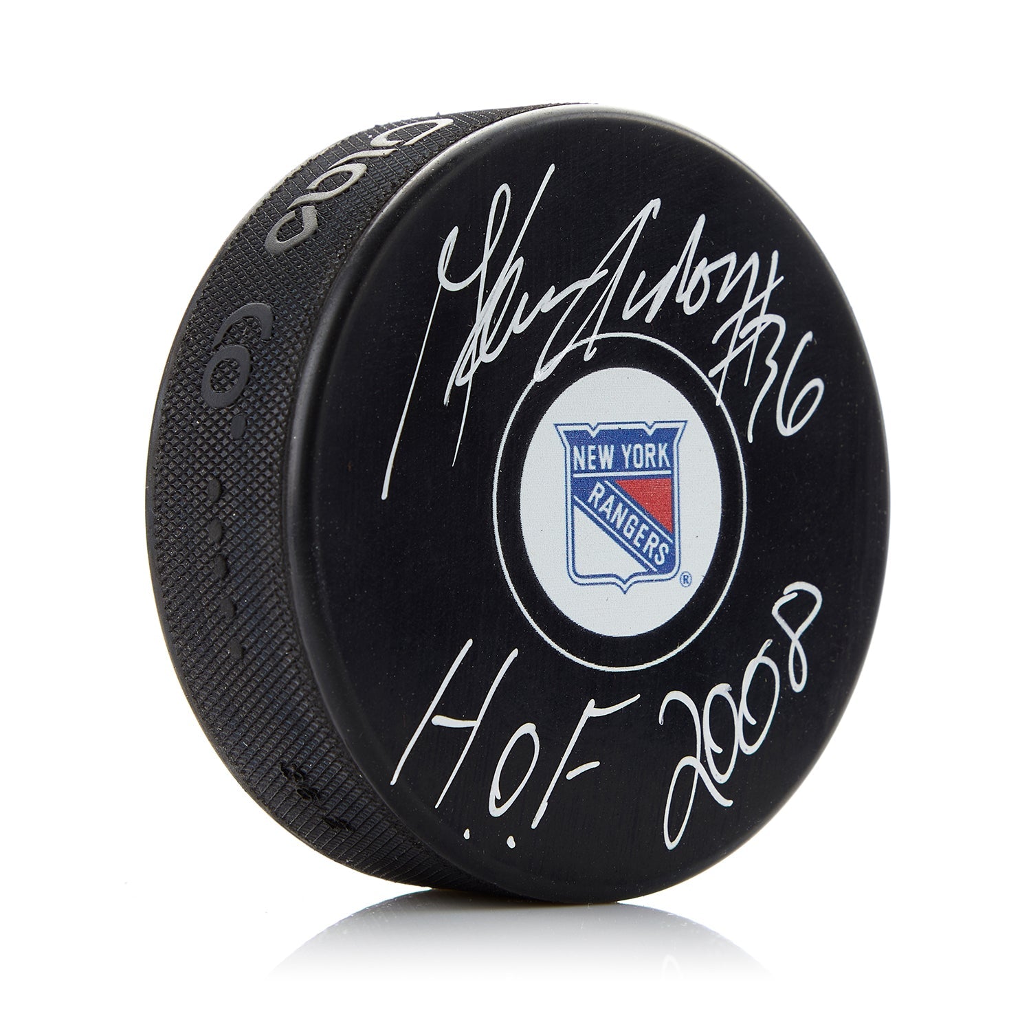 Glenn Anderson Signed New York Rangers Hockey Puck with HOF Note