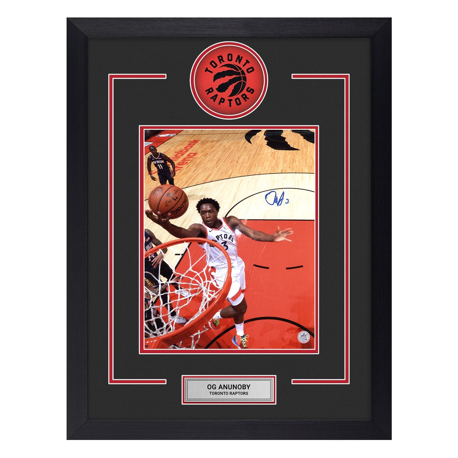 OG Anunoby Autographed Toronto Raptors Basket Cam 20x26 Frame