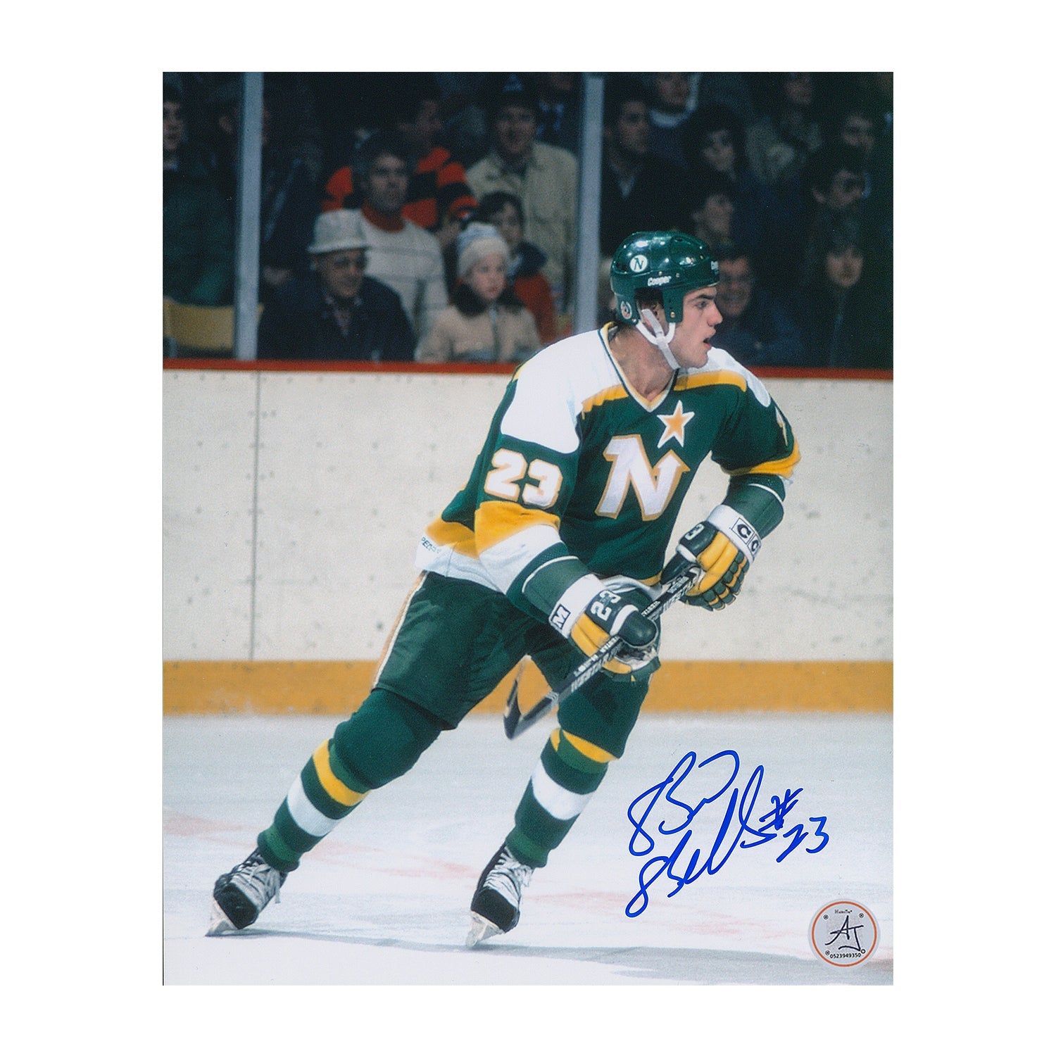 Brian Bellows Signed Minnesota North Stars Vintage 8x10 Photo