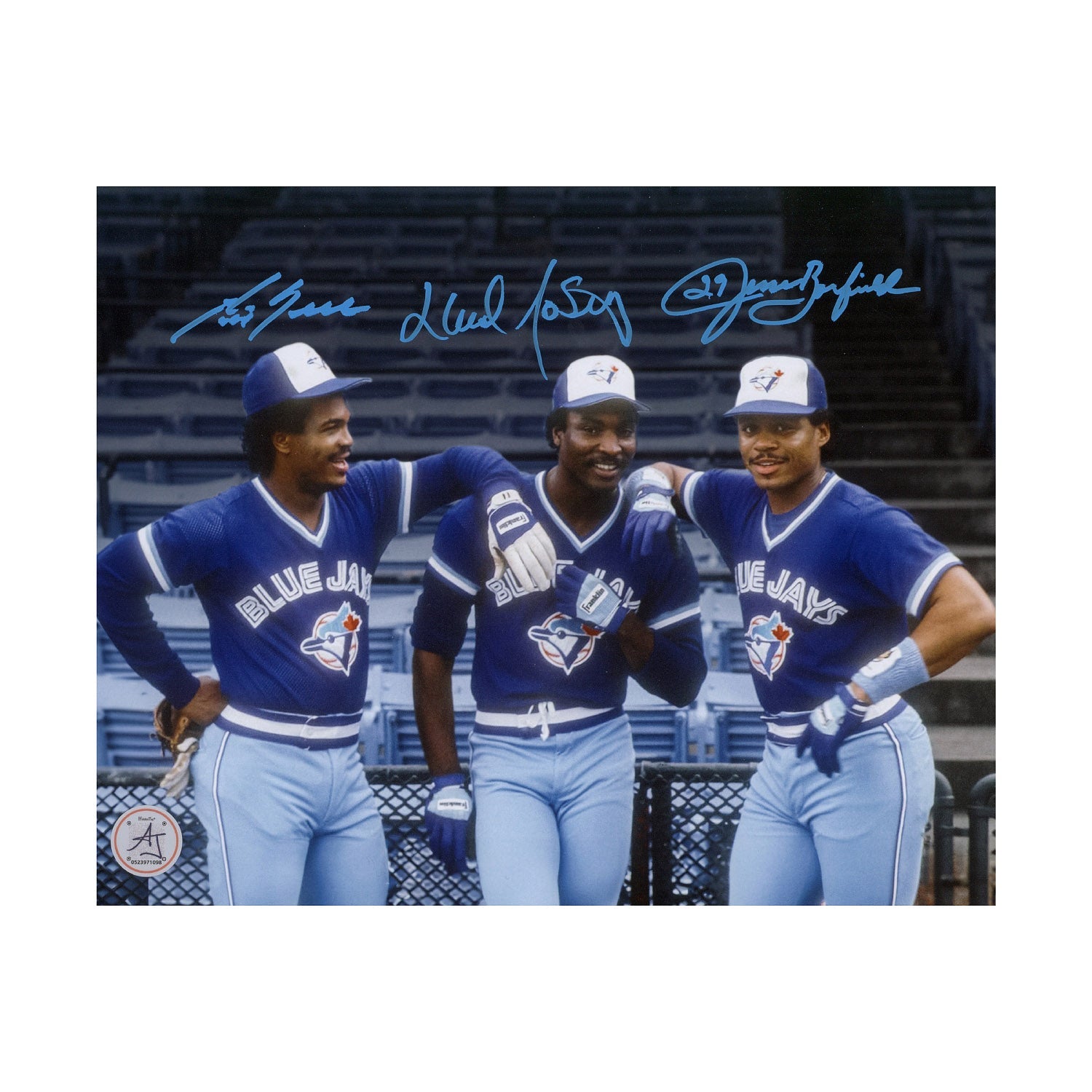 George Bell, Lloyd Moseby & Jesse Barfield Signed Toronto Blue Jays 8x10 Photo