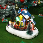 Battery-Operated LED Resin Log Cabin Christmas Ornament-2