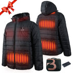 unisex heated jacket with rechargeable battery pack for winter use