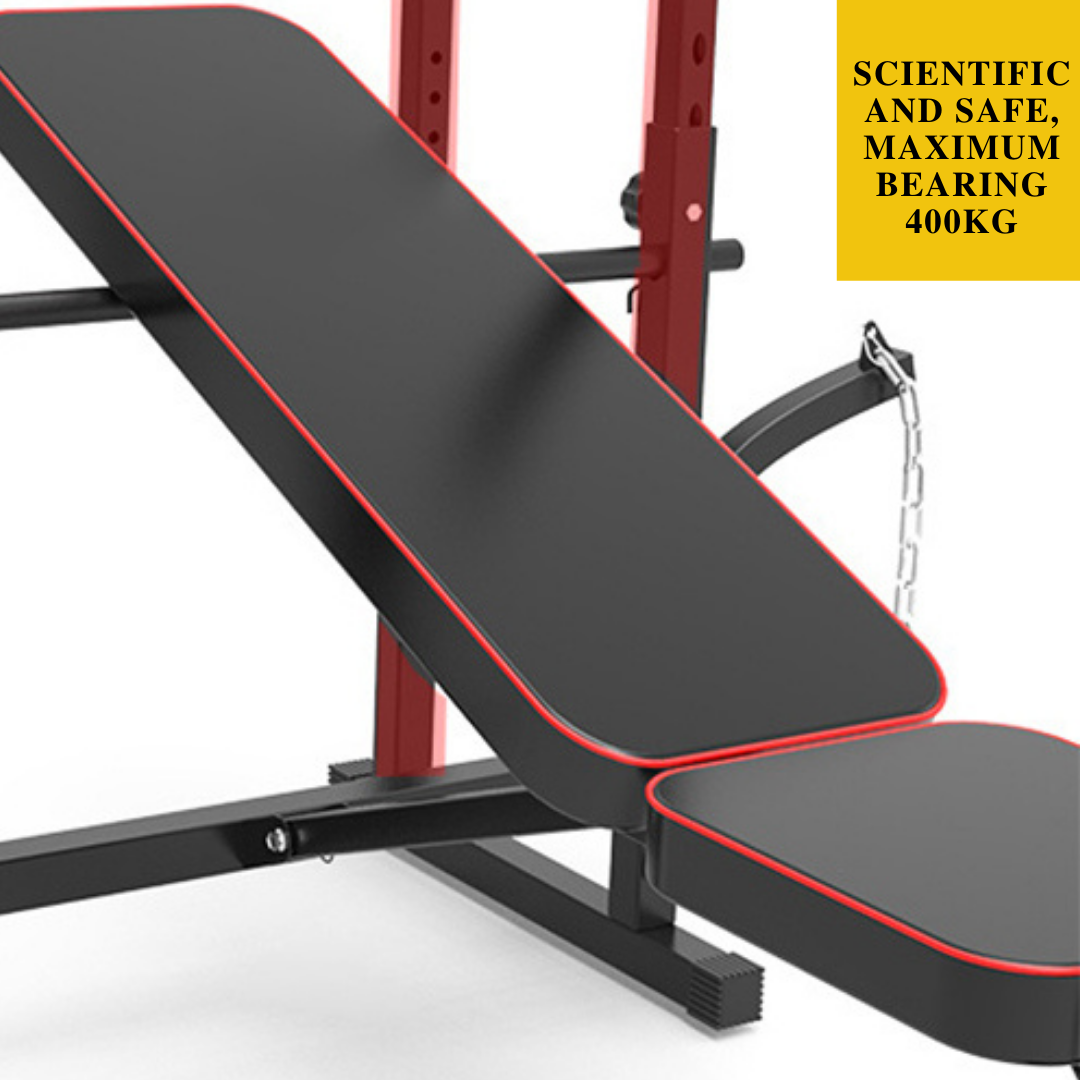 Adjustable Workout Bench with Lat Pulldown Pulley, Scott Bench & Barbell Rack ST6655