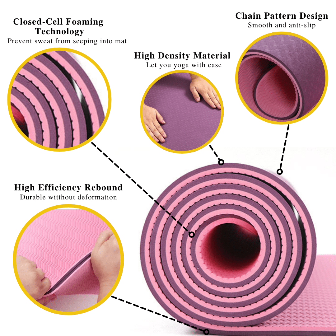 6mm Thick Double Color Anti-Slip TPE Yoga Mat