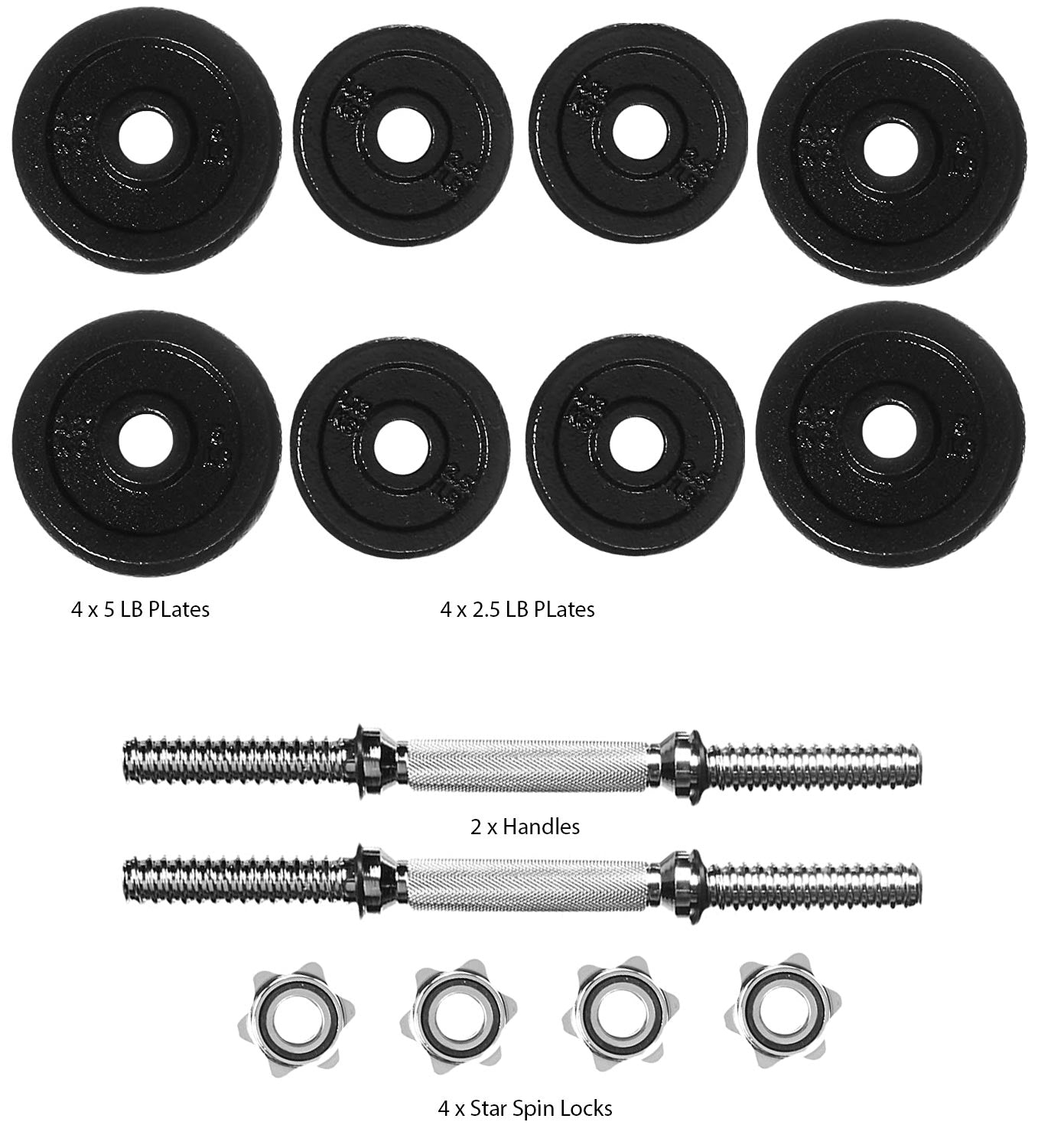 Cast Iron Adjustable Dumbbell Set with Barbell Bar Connector