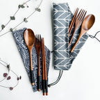 Reusable Handmade Natural Wood Cutlery Set - Plastic Free