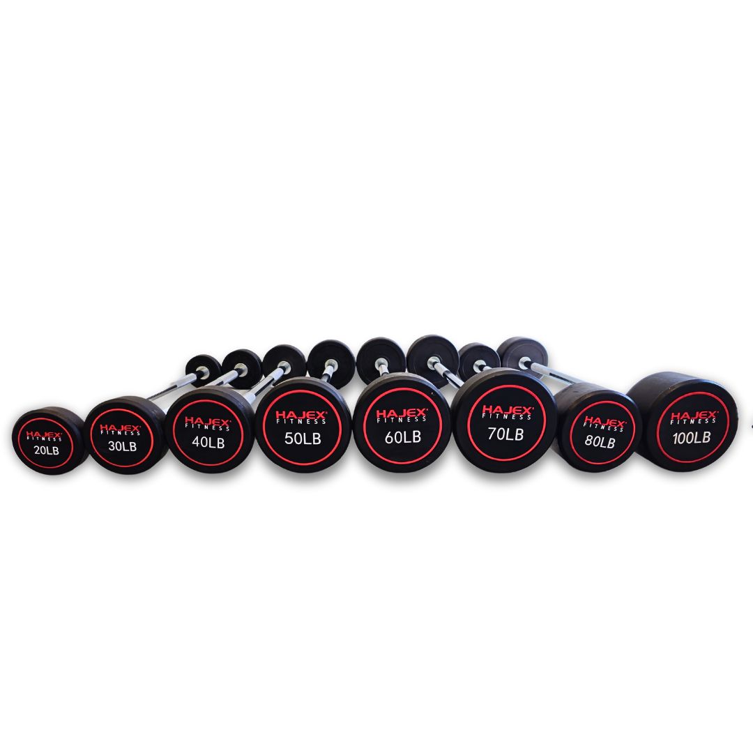 HAJEX Straight and EZ Curl Fixed Round Head Weight Barbell Sets - 20 to 150 LB