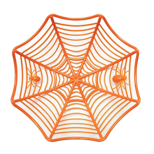 Halloween Candy Basket: Black Orange Spider Web Design for Trick or