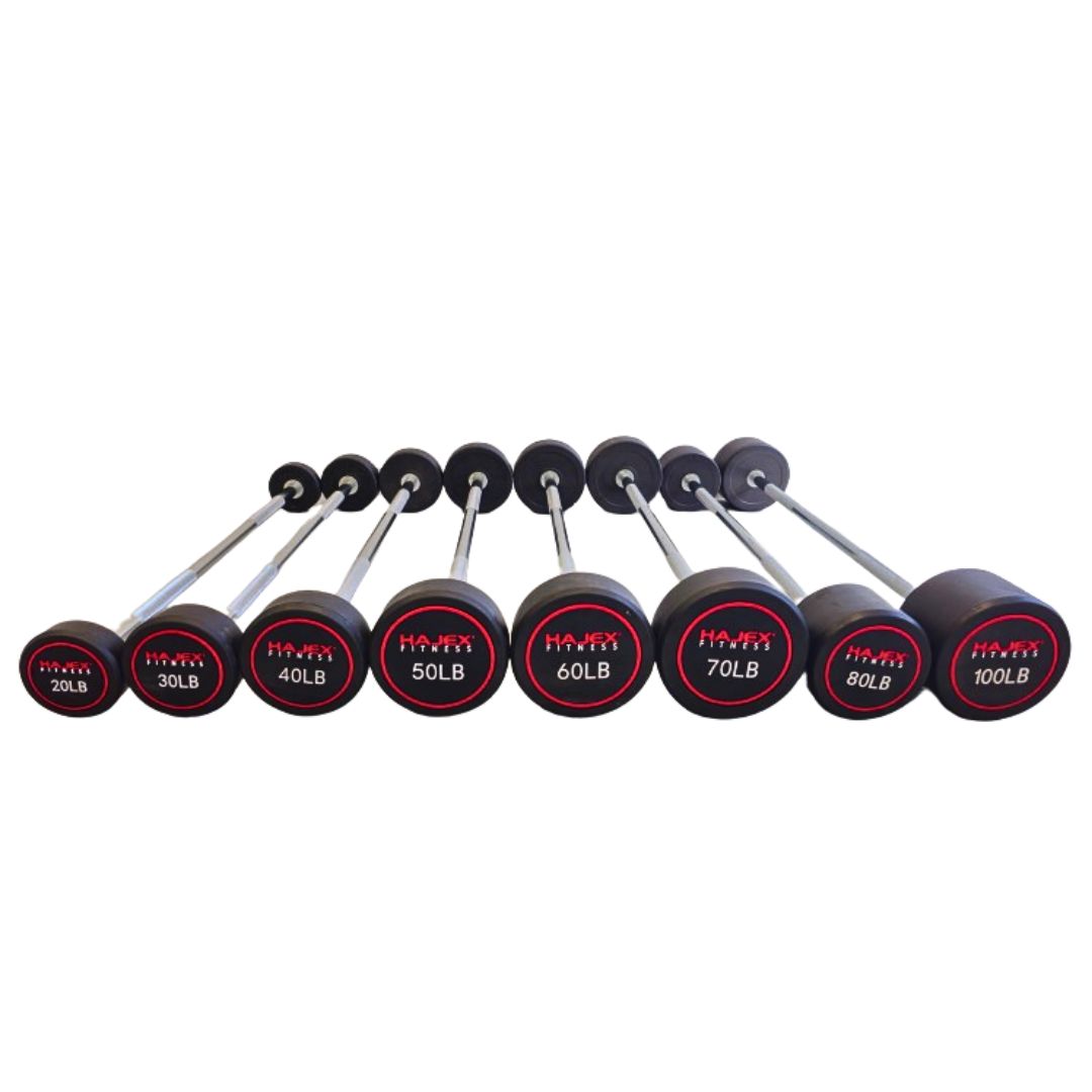HAJEX Straight and EZ Curl Fixed Round Head Weight Barbell Sets - 20 to 150 LB