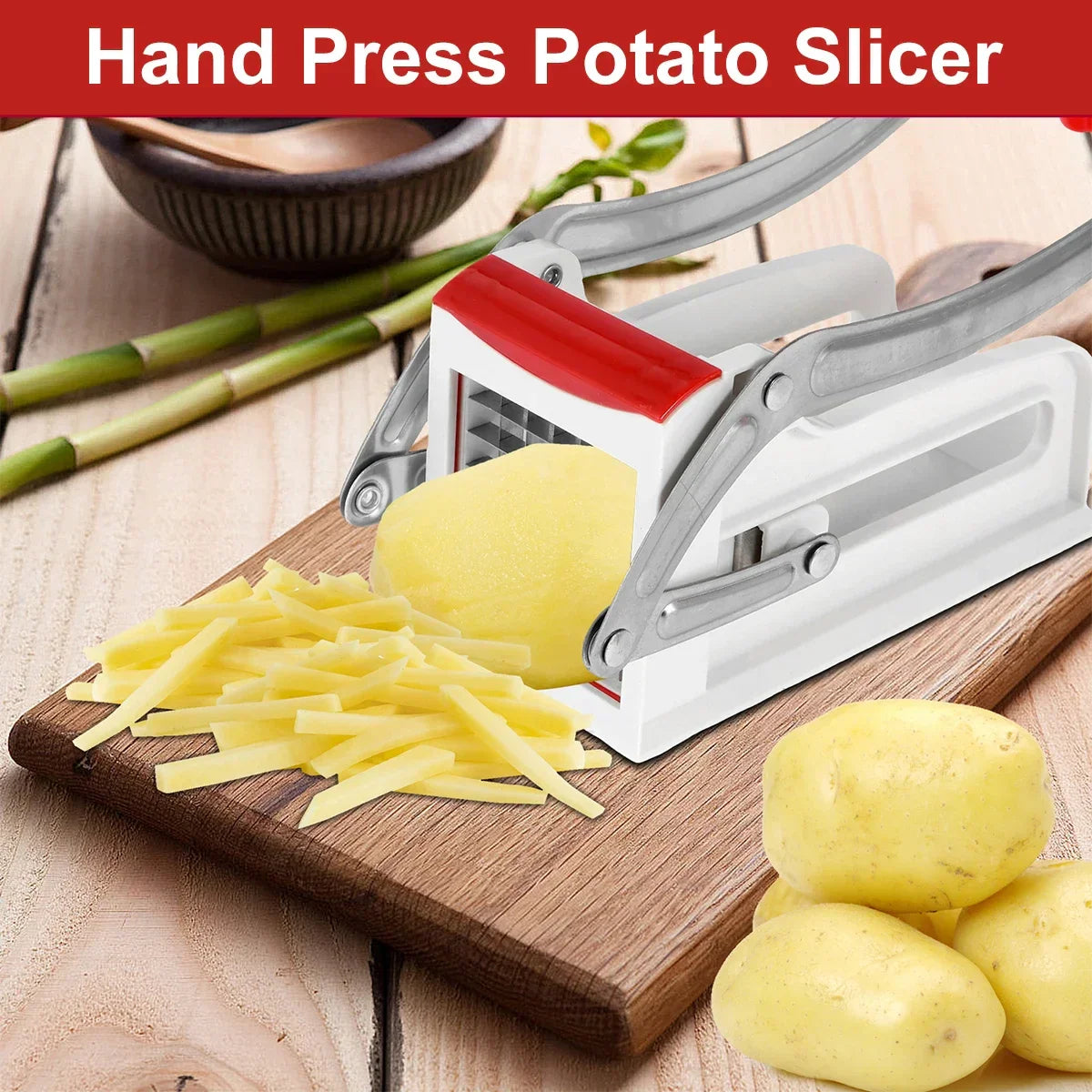French Fry Cutter – Manual Potato Chipper with 25/49-Hole Blades-2
