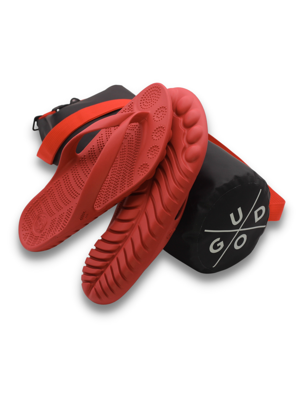 Fire Red Flip-Flops + Drybag