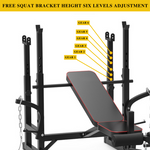 Adjustable Workout Bench with Lat Pulldown Pulley, Scott Bench & Barbell Rack ST6655