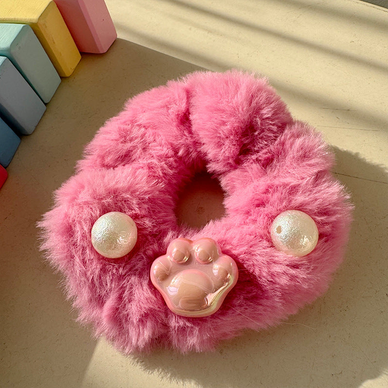 Cute Bear Bow Flower Plush Hair Tie