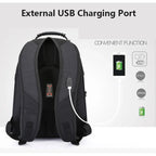 Swiss-Style Waterproof Laptop Backpack with USB Charge Port