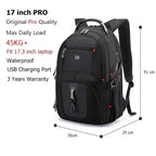 Swiss-Style Waterproof Laptop Backpack with USB Charge Port