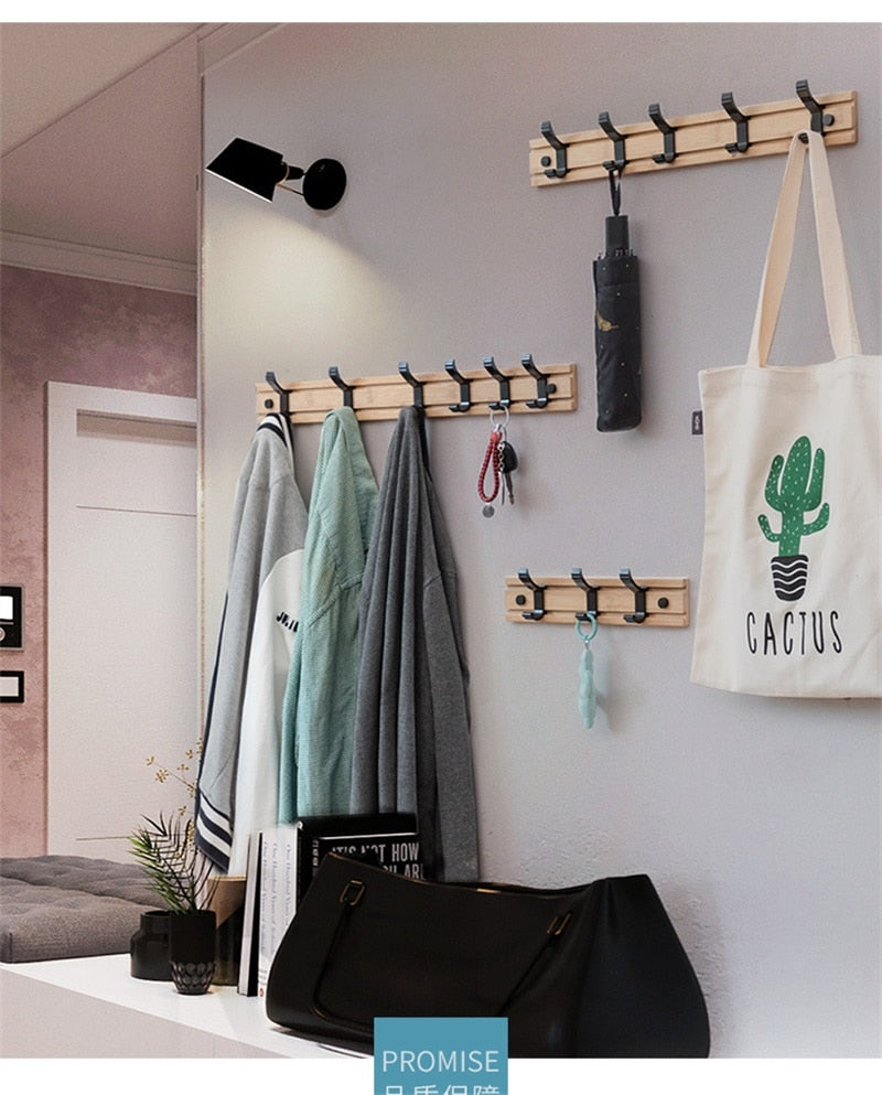 Fashion Style Bedroom Furniture Coat Rack Clothes Hanger Hooks Living Room Closet Bamboo Hat Racks Coat Hanger Wall Hook-3
