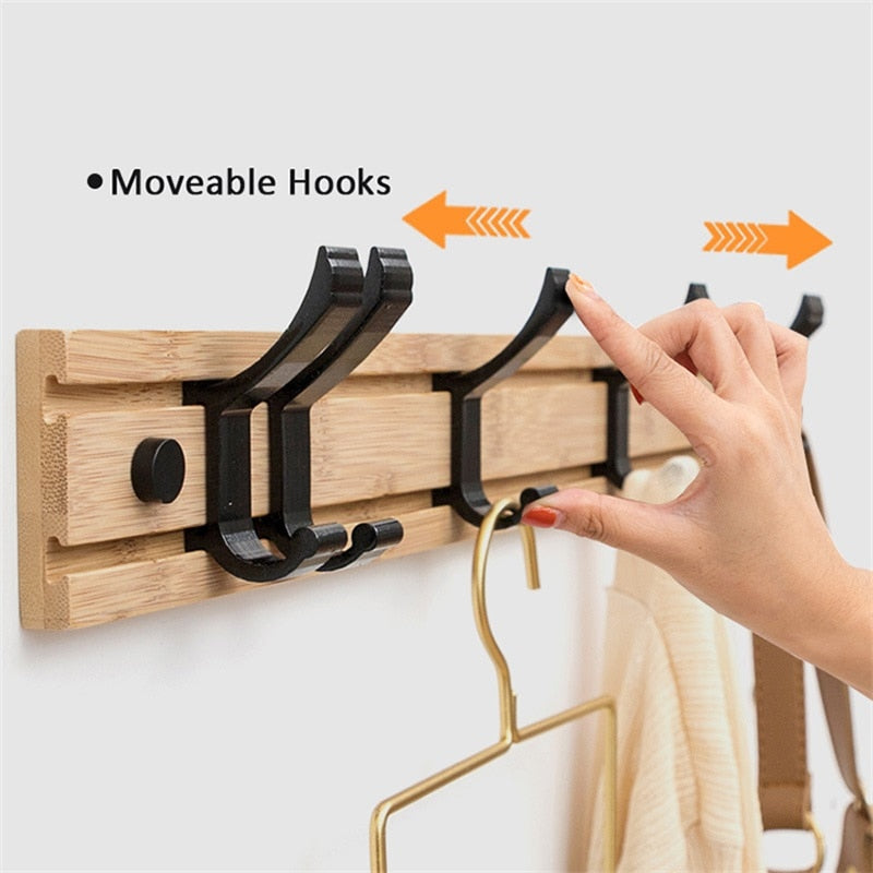 Fashion Style Bedroom Furniture Coat Rack Clothes Hanger Hooks Living Room Closet Bamboo Hat Racks Coat Hanger Wall Hook-0