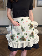 Christmas Ladies Half Apron with beige frill | Golden Pine
