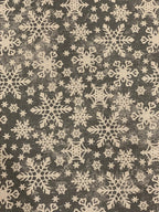 Round grey Christmas motive Tablecloth with snowflake print