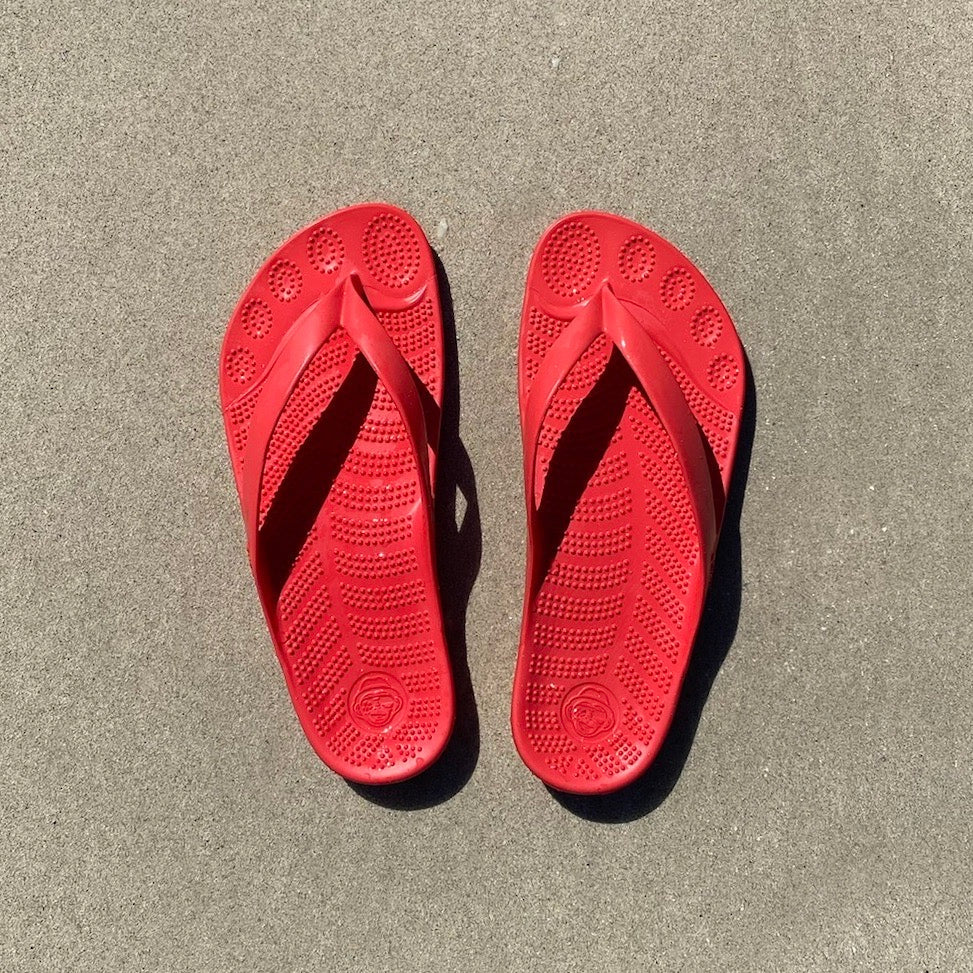 Fire Red Flip-Flops + Drybag