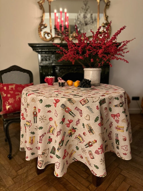 Christmas motive Round Tablecloth, Cottom-Poly mix | Christmas Story
