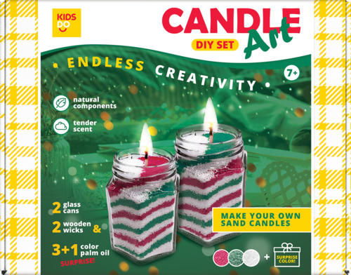 DIY Candle Art Set. Red, Green, White + 1 SURPRISE Color